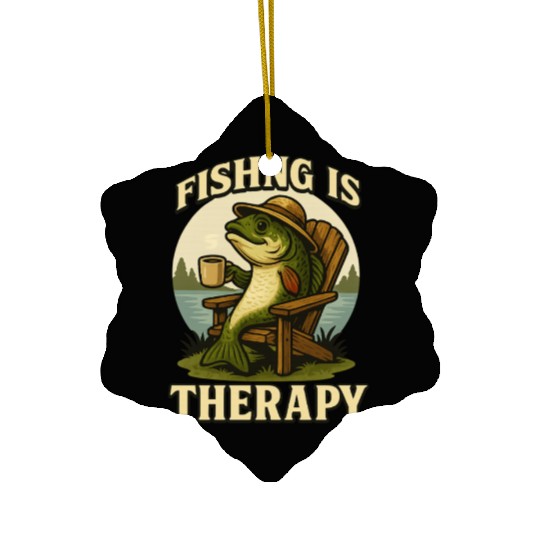 Fishing Is My Therapy – Chill Fish by the Lake Ceramic Ornaments