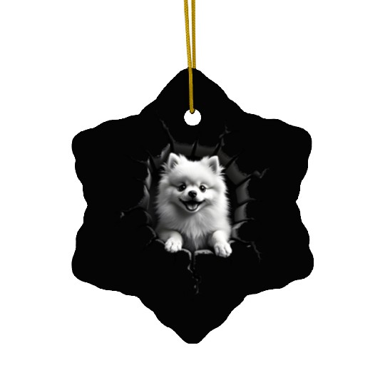 Pomeranian Pop-Out Ceramic Ornaments