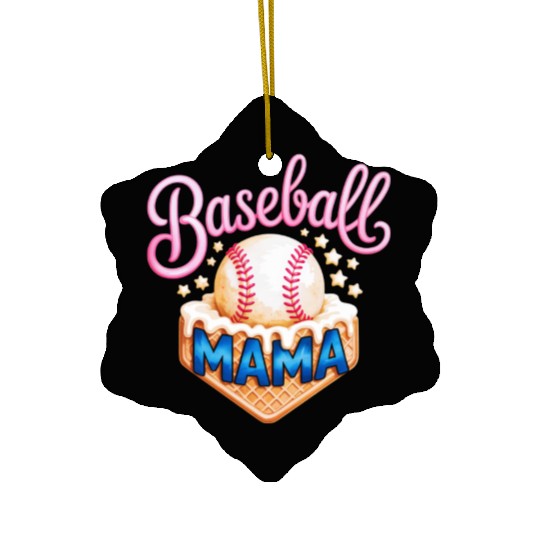 Baseball Mama Ice Cream Cone Star Sports Parent Ceramic Ornaments