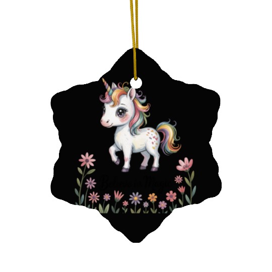 Believe in Magic – Cute Rainbow Unicorn Fantasy Ceramic Ornaments