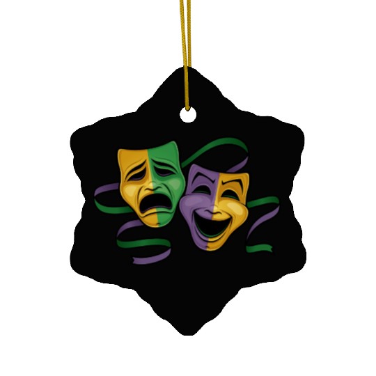 Festive Mardi Gras Party Happy & Sad Theater Masks Ceramic Ornaments