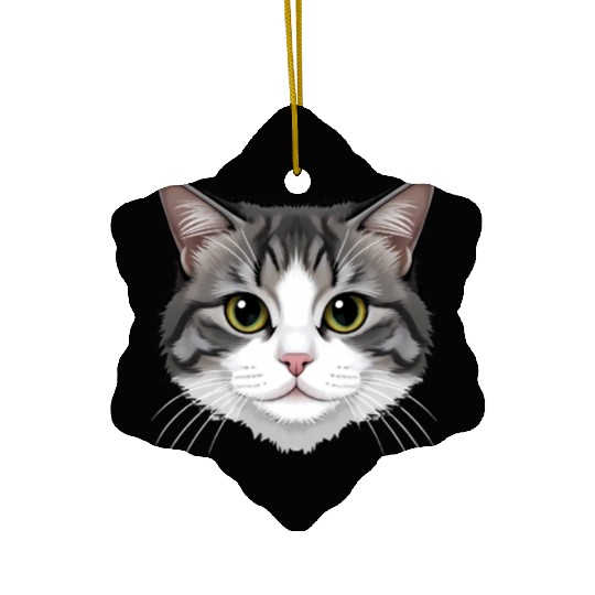 Realistic Cat Face – Feline Charm in Every Detail Ceramic Ornaments