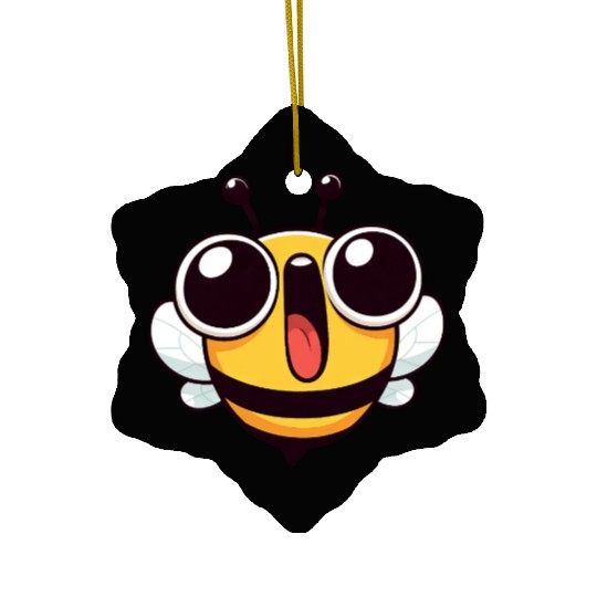 Euphoric bee meme cartoon face joy insect Ceramic Ornaments