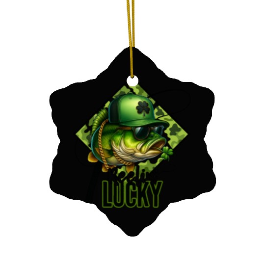 Reelin' Lucky Bass Fish Ceramic Ornaments