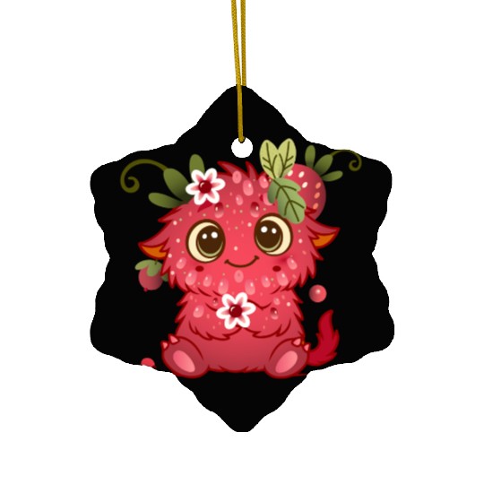 Cute Monster in Raspberry Design Ceramic Ornaments