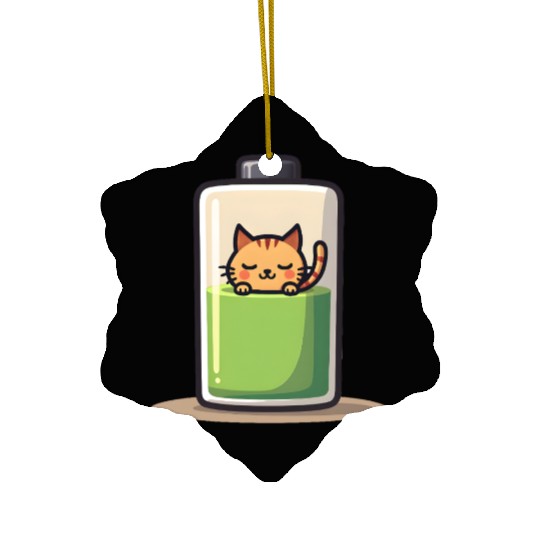 Cat Nap Battery Ceramic Ornaments