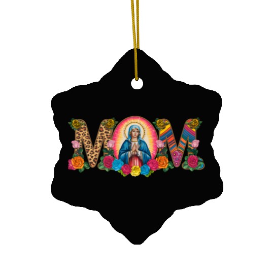 Floral Mom Mother Mary Leopard Rainbow Ceramic Ornaments