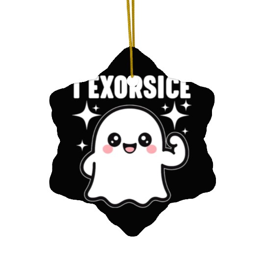 Ghost I Exorcise Funny Gym Exercise Workout Spooky Ceramic Ornaments
