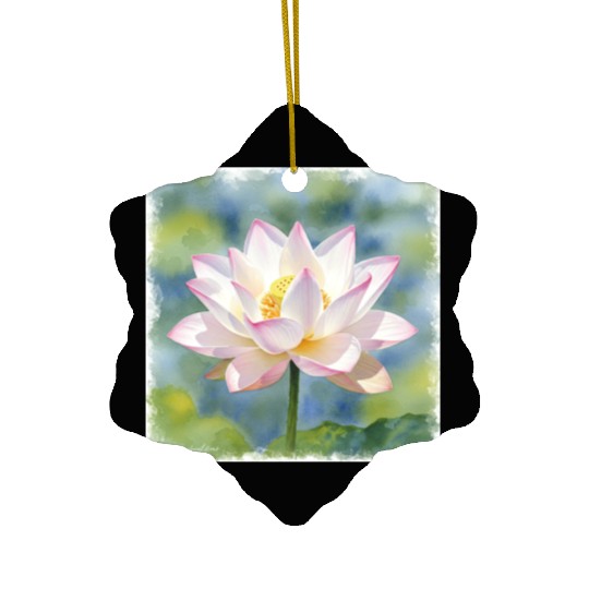 Serene Water Lily Floral Print Ceramic Ornaments