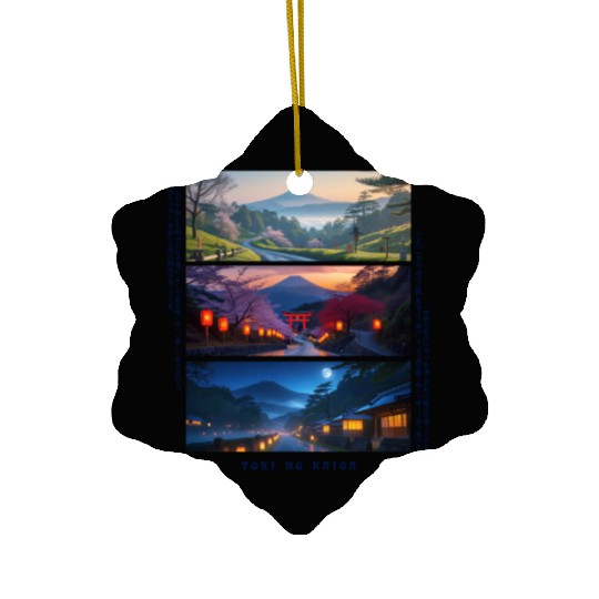 003 - Serene Mount Fuji Nightscapes Ceramic Ornaments