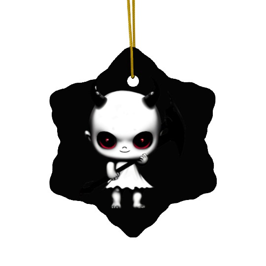 Cute Demon Baby with Horns and Bat Wings Ceramic Ornaments