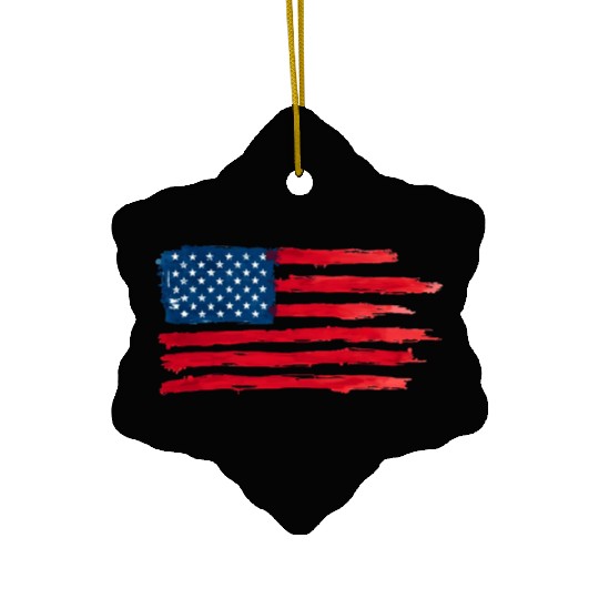 Stylized American Flag Illustration Ceramic Ornaments