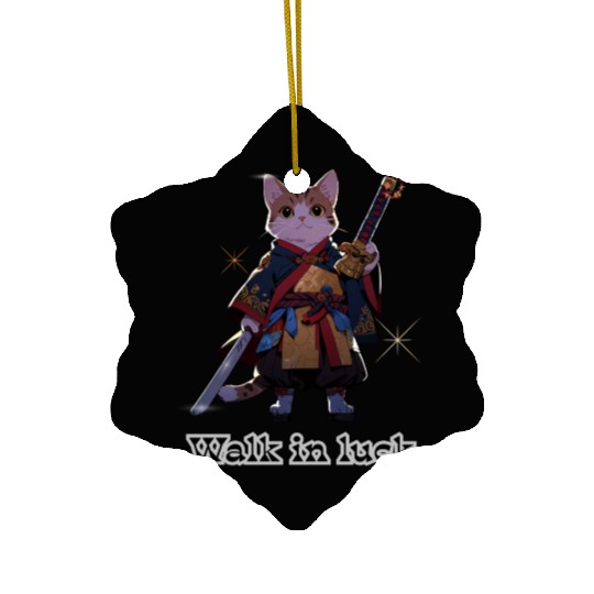 Samurai Cat Illustration for Apparel Ceramic Ornaments
