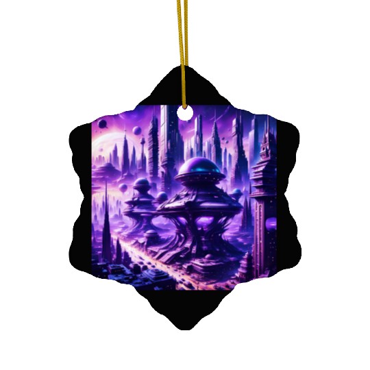 Futuristic Sci-FI Fantasy Alien Planet Ceramic Ornaments