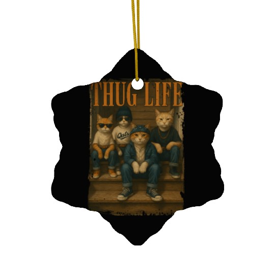 Thug Life Cats Funny Gangsta Street Style Ceramic Ornaments