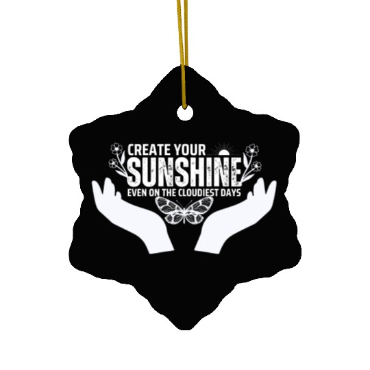 Hopeful Sunshine Motivational Quote Ceramic Ornaments