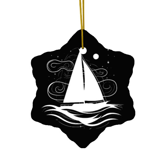 Sailing Boat Drawing Ceramic Ornaments