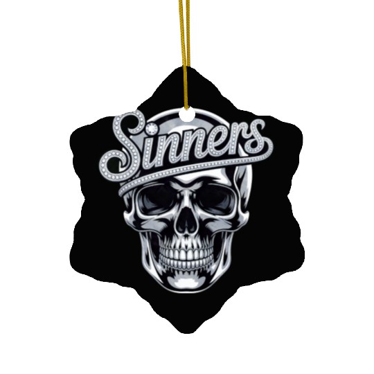 Chrome Skull Sinners Diamond Bling Ceramic Ornaments