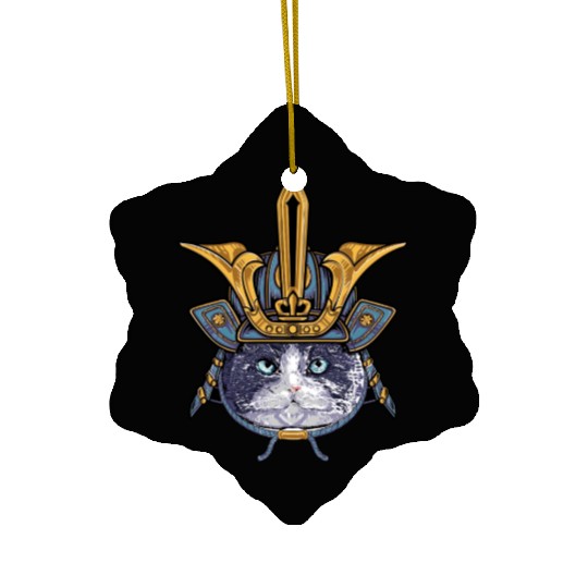 Samurai Cat Warrior Ceramic Ornaments
