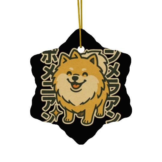 Cute Pomeranian Dog Japanese Ceramic Ornaments