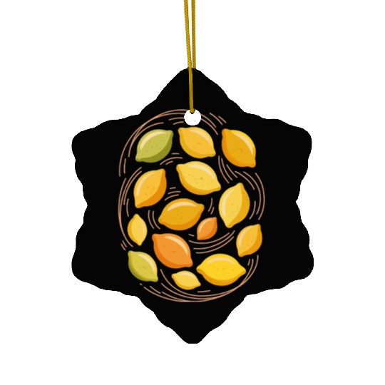 Lemon Pattern for Citrus Lovers Ceramic Ornaments