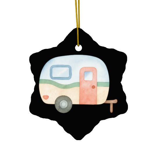 Pastel Caravan Watercolor Illustration Ceramic Ornaments