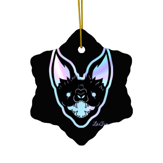 Neon Lit Fierce Bat Design Ceramic Ornaments