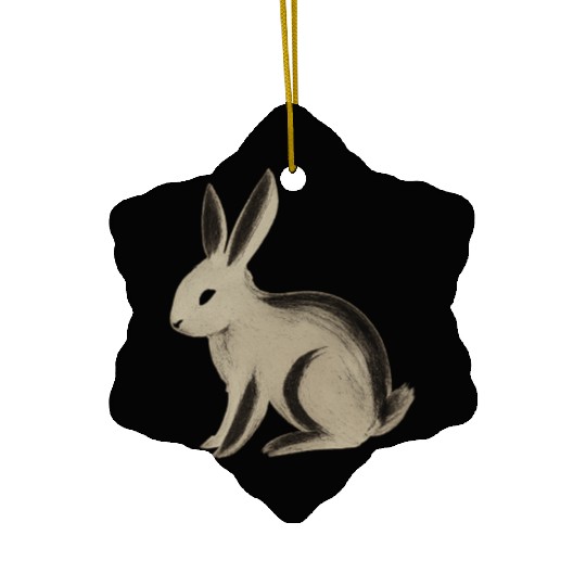 Stillness Before the Spring – Minimalist Rabbit Ceramic Ornaments