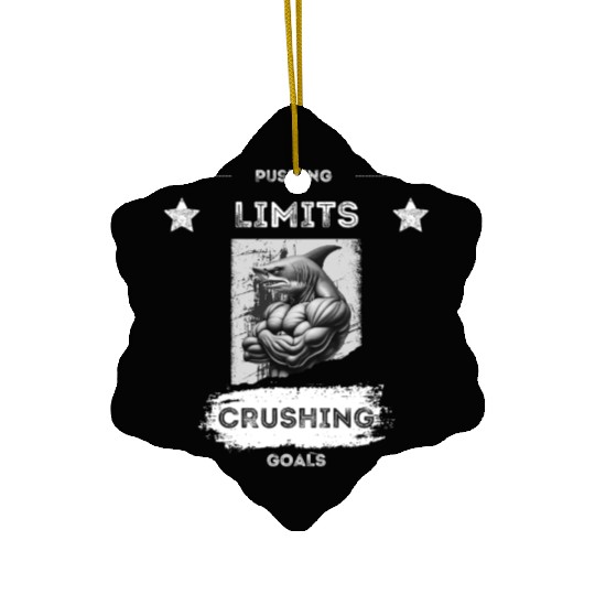 PUSHING LIMITS – Ripped Shark Gym Design Ceramic Ornaments