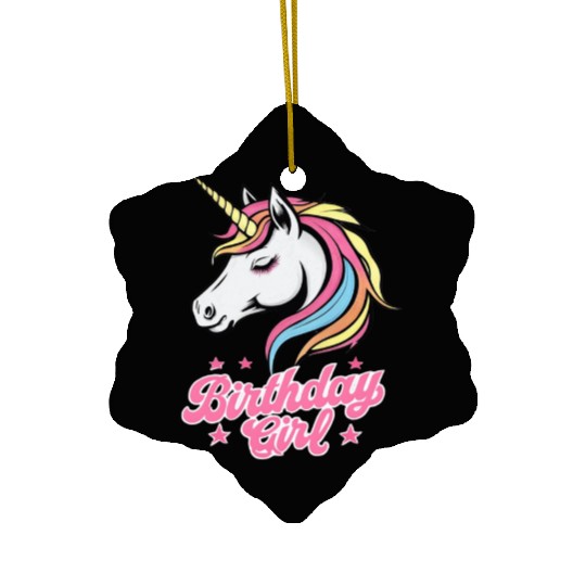 Sparkling Rainbow Unicorn Birthday Ceramic Ornaments