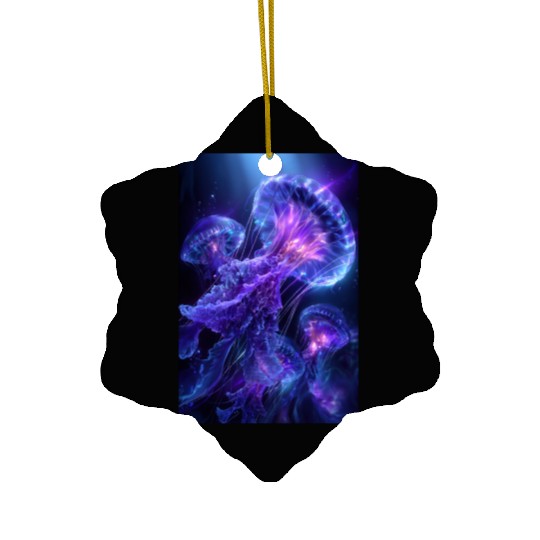Neon Glow Jellyfish Ceramic Ornaments
