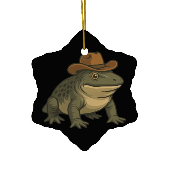 Prehistoric amphibian cartoon Texas evolution rept Ceramic Ornaments