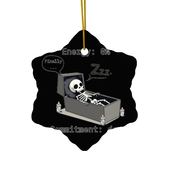 Sleepy Energy 0% – Funny Skeleton Coffin Meme Ceramic Ornaments