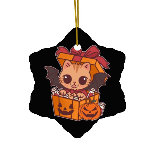 Halloween Cat with Potion Gift Box Ceramic Ornaments