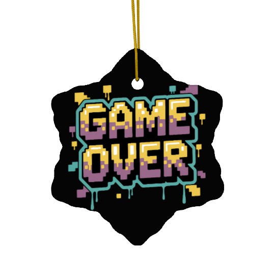 Pixelated Game Over Message Design Ceramic Ornaments