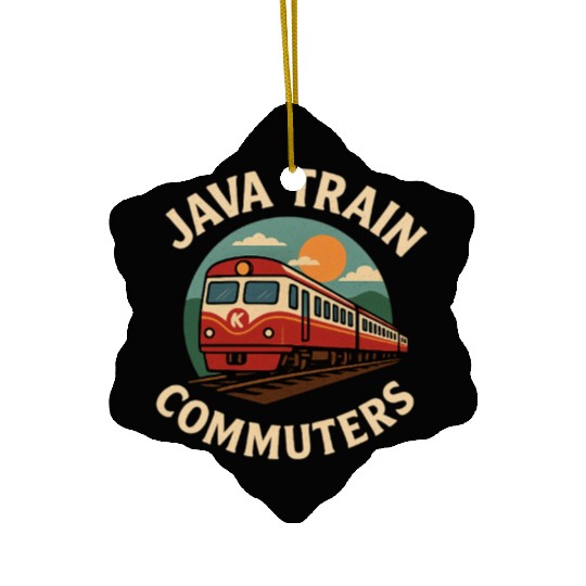 Java Train Commuters Illustration Ceramic Ornaments