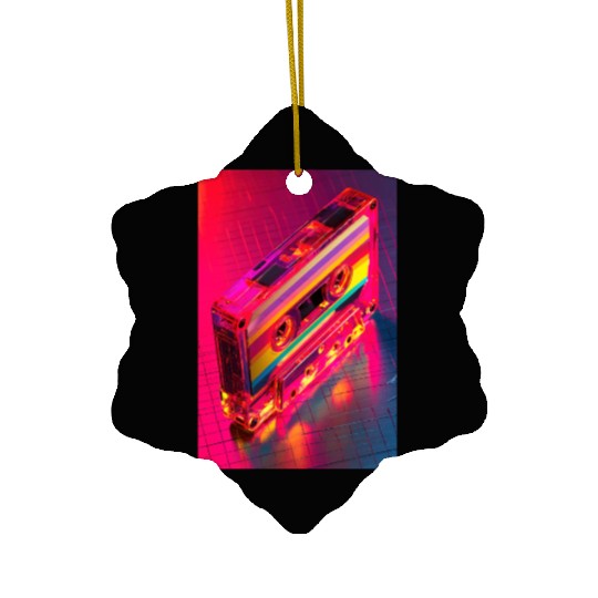 Neon Rainbow Cassette Tape Ceramic Ornaments