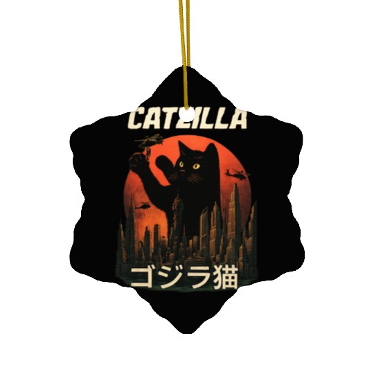 Vintage Catzilla: Funny Cat Monster Ceramic Ornaments