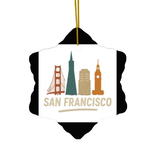 San Francisco Skyline Street Glow Ceramic Ornaments