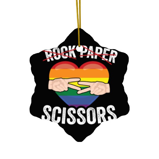 Funny Rock Paper Scissors LGBTQ LGBT Community Ceramic Ornaments