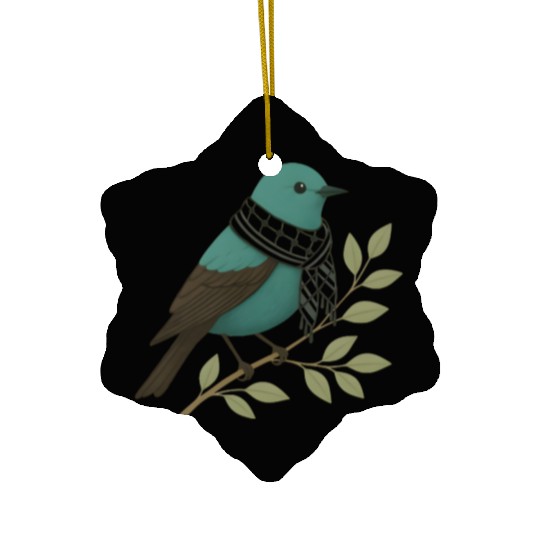 Palestine Sunbird with Keffiyeh and Olive Branch Ceramic Ornaments