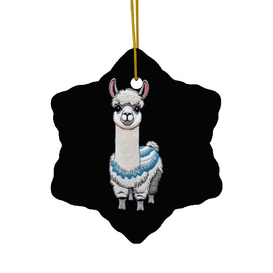 Peruvian Llama Red White National Flag Design Ceramic Ornaments