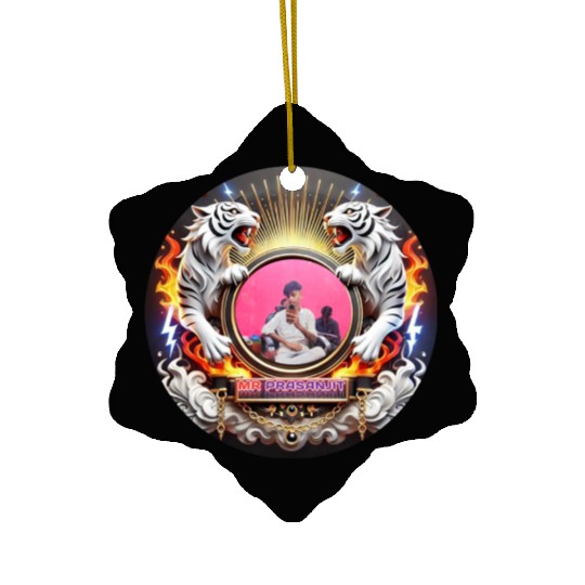 Vibrant Tiger Mirror Design Ceramic Ornaments