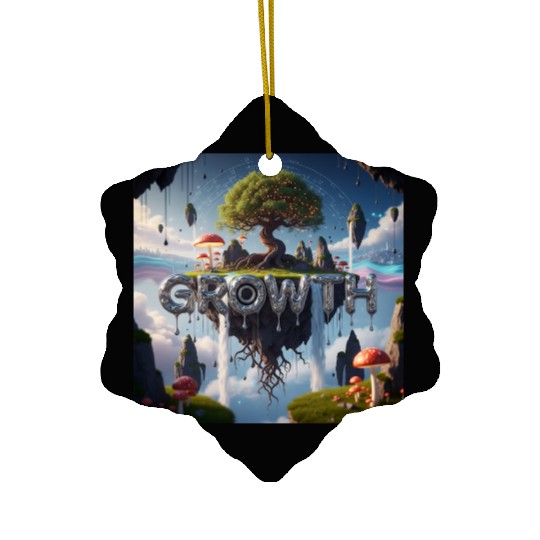 Floating Island Growth Illustration Ceramic Ornaments