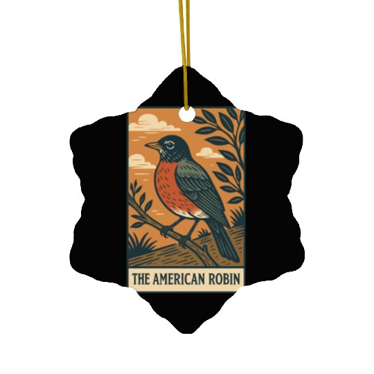 American Robin Nature Illustration Ceramic Ornaments