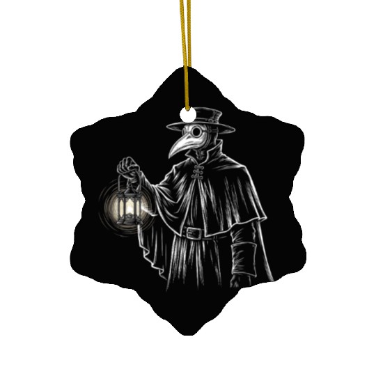 Dark Medieval Plague Doctor Illustration Ceramic Ornaments