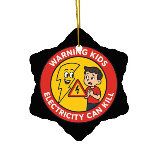 Warning Kids Electricity Safety Badge Ceramic Ornaments