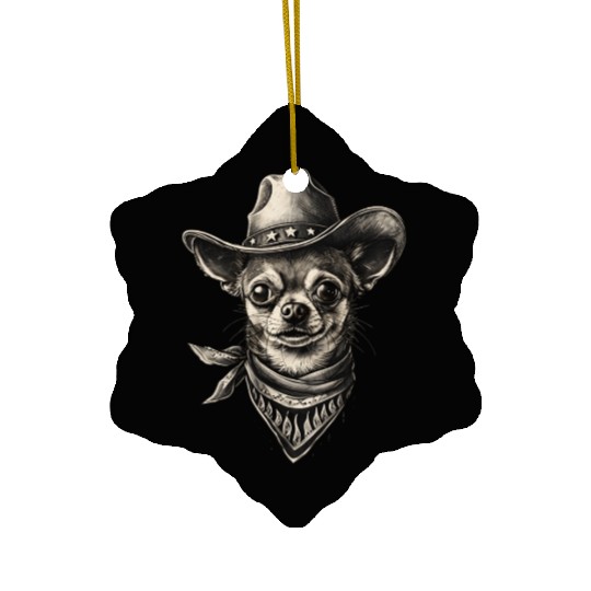 Western Chihuahua Cowboy Design Ceramic Ornaments