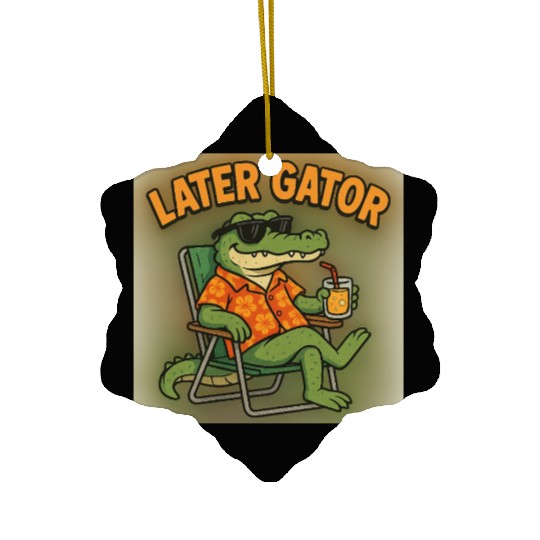 Relaxed Gator Vacation Ceramic Ornaments