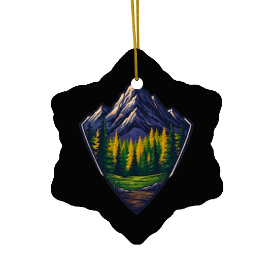 Mountain Wilderness Nature Shield Ceramic Ornaments